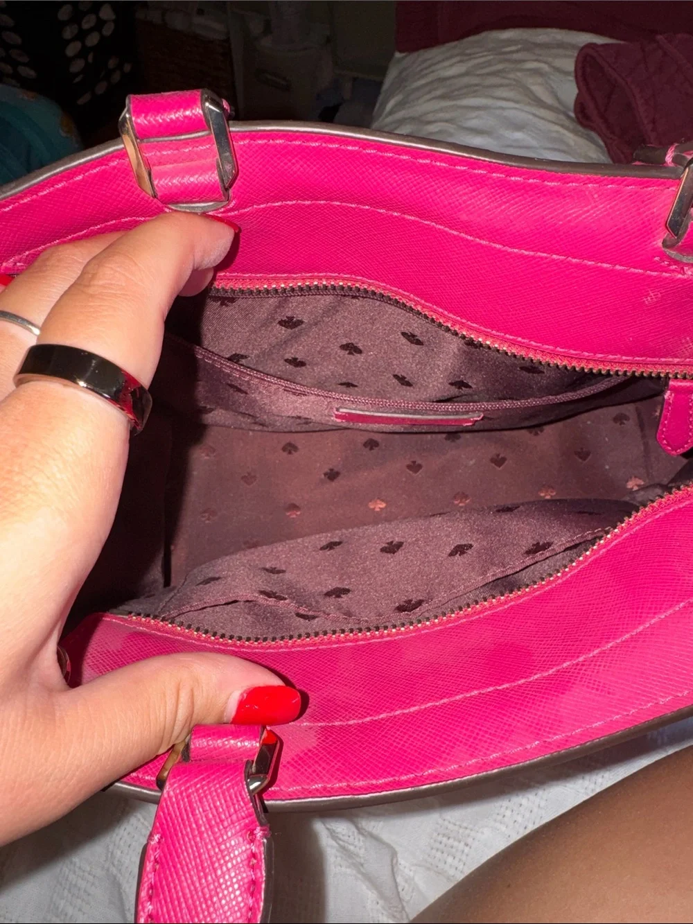kate spade Fuchsia Satchel Bag purse medium sized